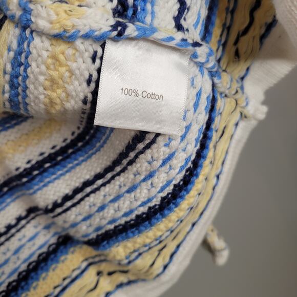 Appleseed's Sweater Women's Size XL 100% Cotton Yellow Blue Striped GrandmaCore - Picture 10 of 11